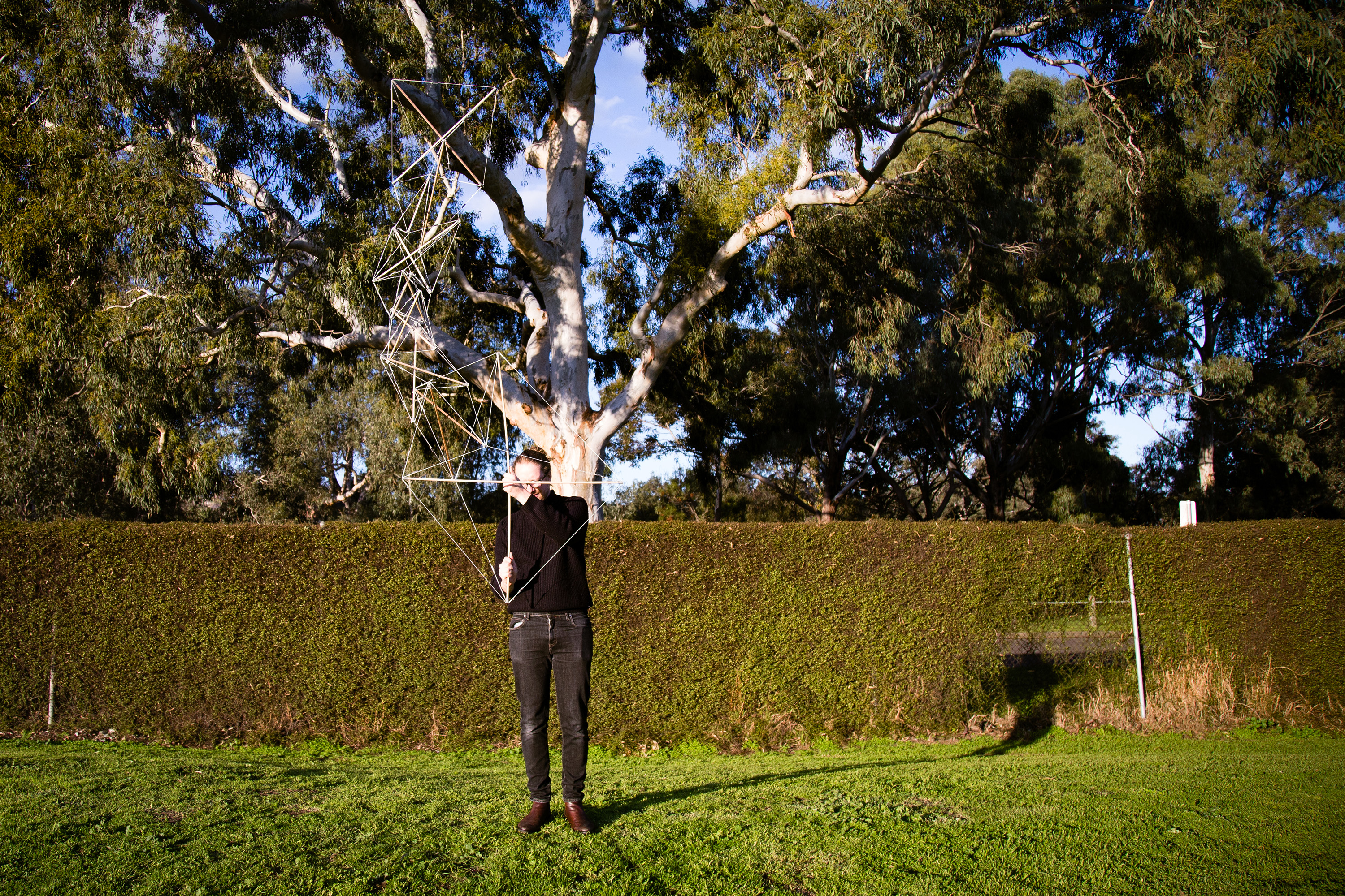 Alexander Holland with a Tensegrity Structure